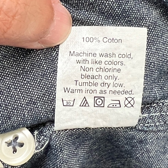 J. Crew Factory Chambray 3/4 Roll Tab Sleeve Button Down Top Size XS - Picture 5 of 11